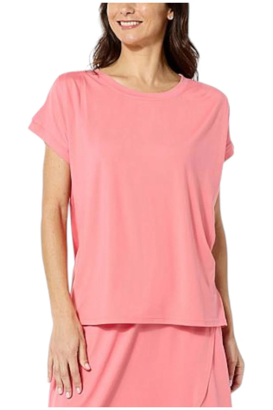 Comfort Code Women's Stretch Jersey Extended Sleeve Lounge Tee Coral - Regular